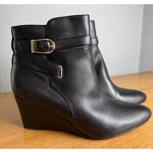 LifeStride Gio Wedge Ankle Booties SZ 9M Modern Soft System Comfort Office Siren